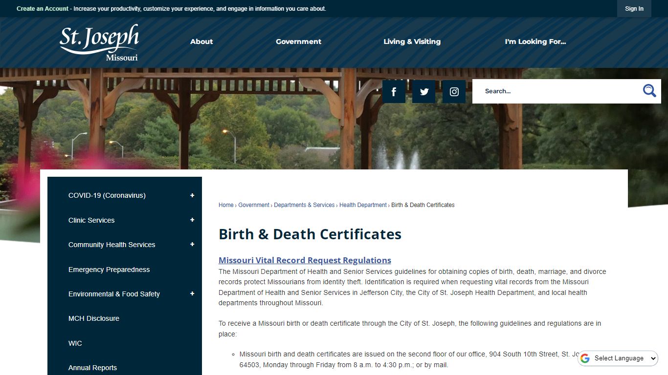 Birth & Death Certificates | St. Joseph, MO - Official Website